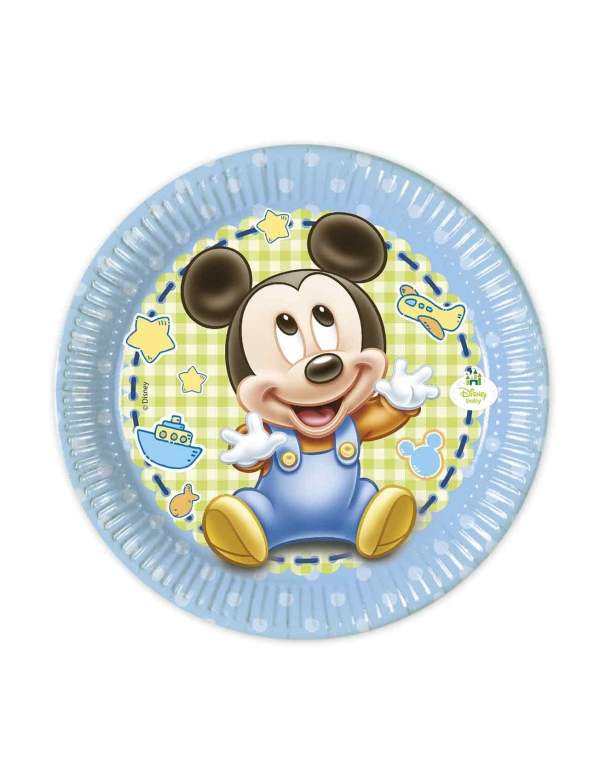 HappyPastel.es Pack decoración cumpleaños bebé 1 año Mickey Disney - 2