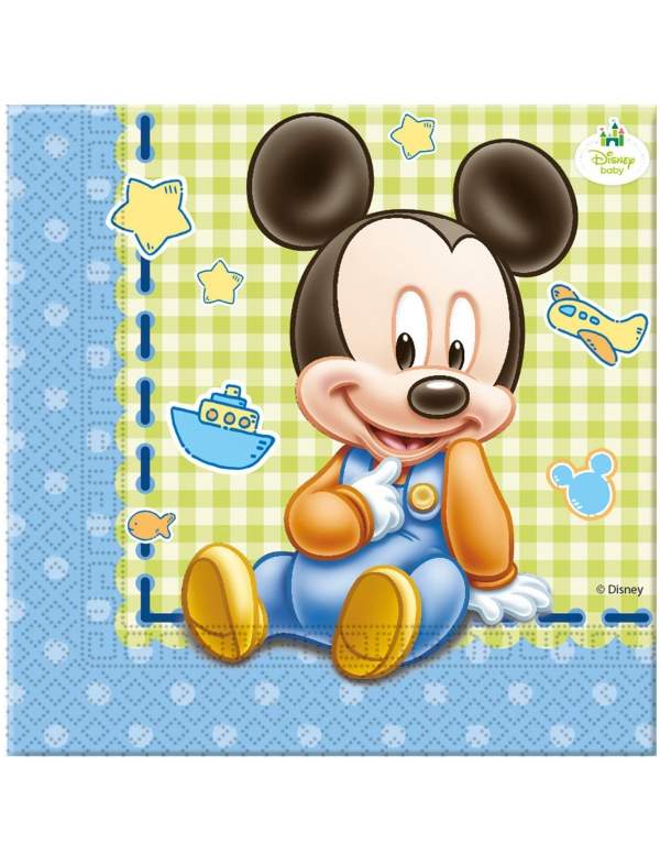 HappyPastel.es Pack decoración cumpleaños bebé 1 año Mickey Disney - 3