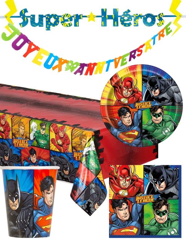 HappyPastel.es Paquete de decoración de cumpleaños de la liga de la justicia superman, batman - 1