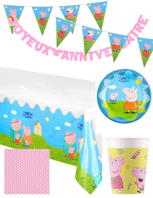 HappyPastel.es Pack de decoración de cumpleaños de peppa pig - 1