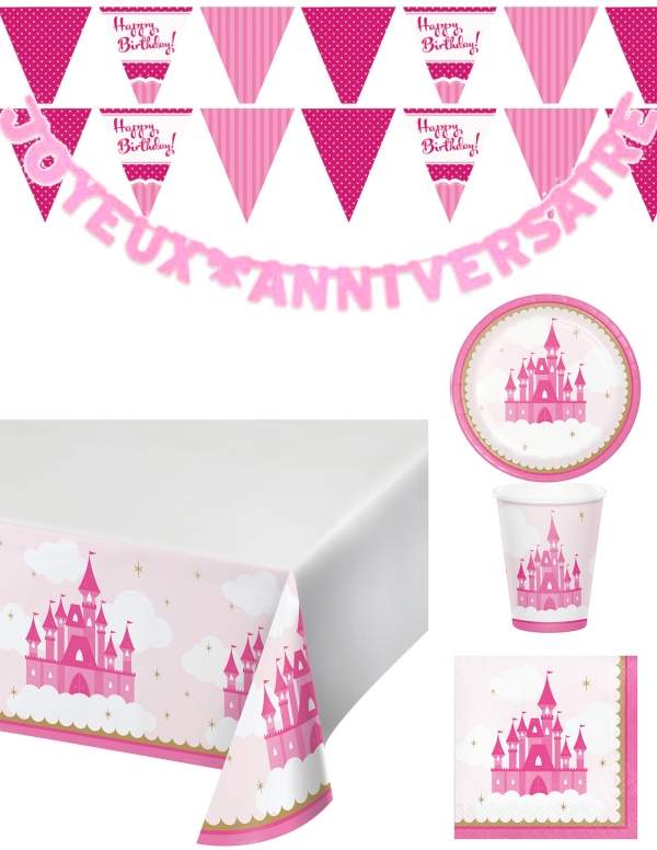 HappyPastel.es Paquete de decoración de cumpleaños de niña princesa rosa - 1