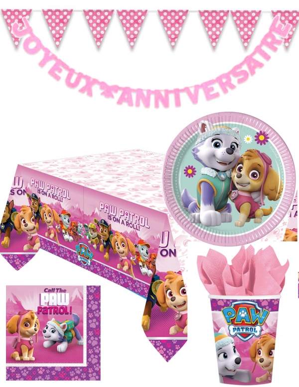 Pack de decoración de cumpleaños de niña de la Patrulla Canina Skye y Everest HappyPastel.es - 1