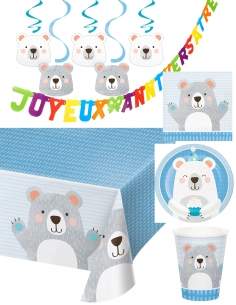HappyPastel.es Pack decoración de cumpleaños Teddy bear boy - 1