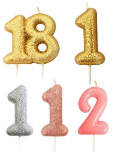 HappyPastel.es Vela número grande 10 cm purpurina - 1