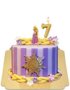 Pastel de Rapunzel con figura de mazapán vegano y pelo, sin gluten - 287
