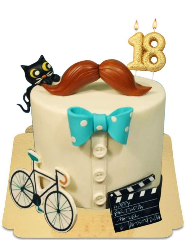  Gracioso pastel vegano hipster con bigote y pajarita, sin gluten - 152
