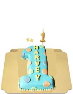 Pastel de números 1 año (azul o rosa a elegir) vegano, sin gluten - 25