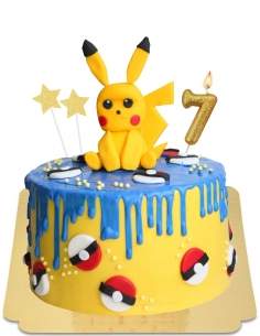 Pokemon pastel vegano efecto goteo azul, sin gluten - 4