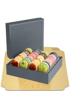 HappyPastel.es Caja de 24 macarrones deluxe veganos, ecológicos y decorados sin gluten aptos para celíacos con un 50% menos de a