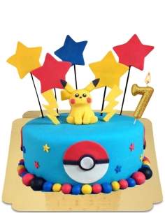 Pastel de pokemon pikachu azul sin gluten - 7