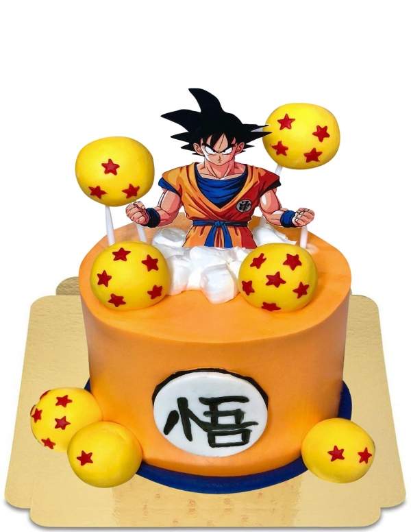 HappyPastel.es Tarta vegana de Dragon Ball Z Sangoku de naranja, sin gluten - 1