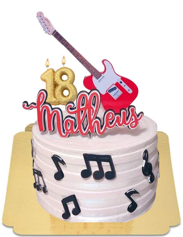  Pastel de guitarra con notas musicales veganas, sin gluten - 178
