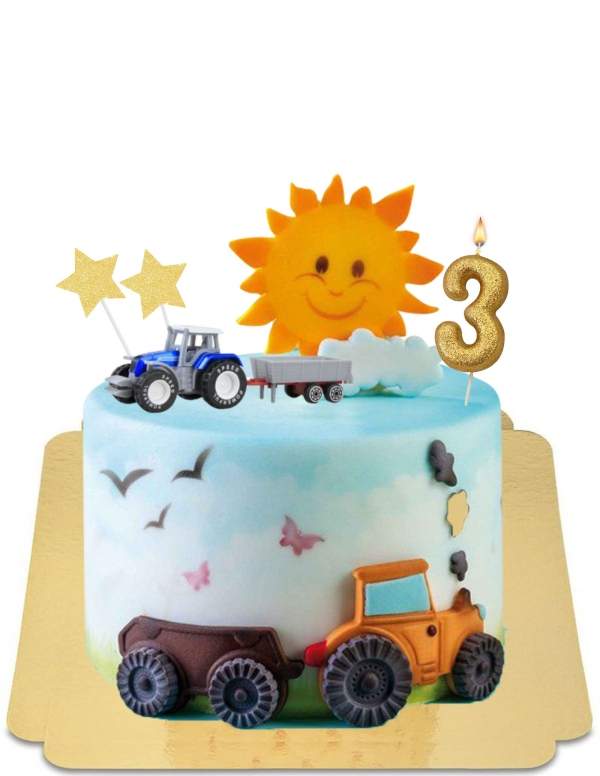  Pastel de tractor vegano Sunny Blue Sky sin gluten - 111