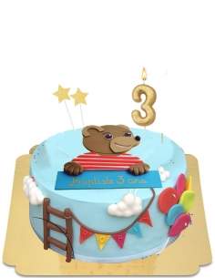 Torta vegana osito azul con globos, sin gluten - 57