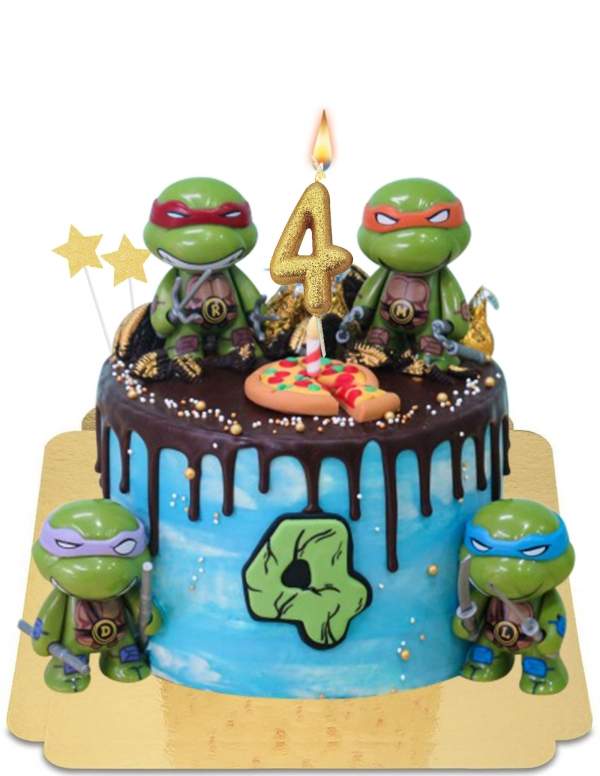  Torta tortuga ninja vegana efecto goteo, sin gluten - 166