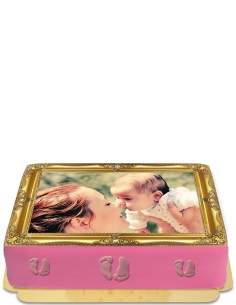 Tarta de fotos de pies de bebé en pasta de azúcar vegana y sin gluten - 21