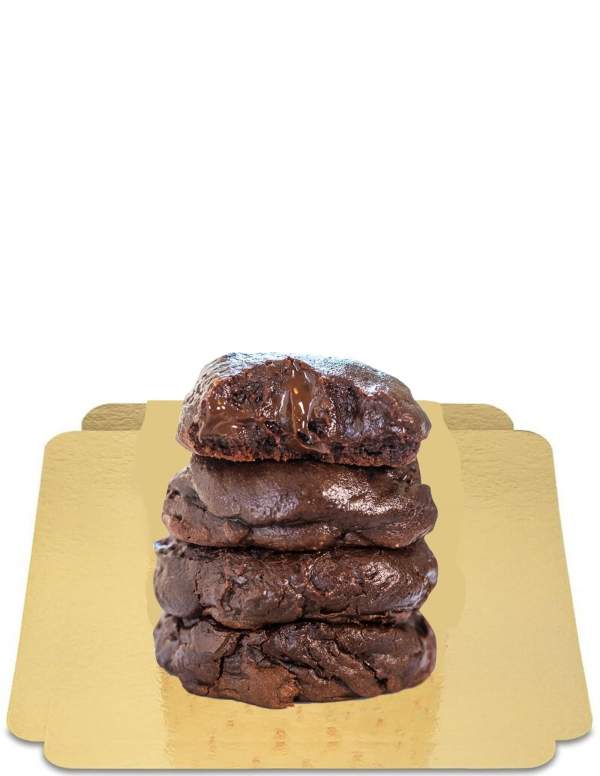 HappyPastel.es 4 galletas "Fudgy" Chocolate negro doble vegano, sin gluten y sin azúcar con bajo índice glucémico apto para diab