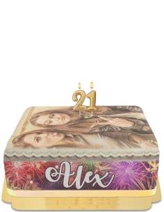 HappyPastel.es Tarta de cumpleaños fotográfica para adultos sin huevo, vegetariana y sin gluten - 57