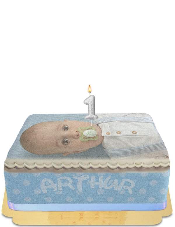 HappyPastel.es Pastel de cumpleaños con foto de bebé sin huevo, vegetariano y sin gluten - 21
